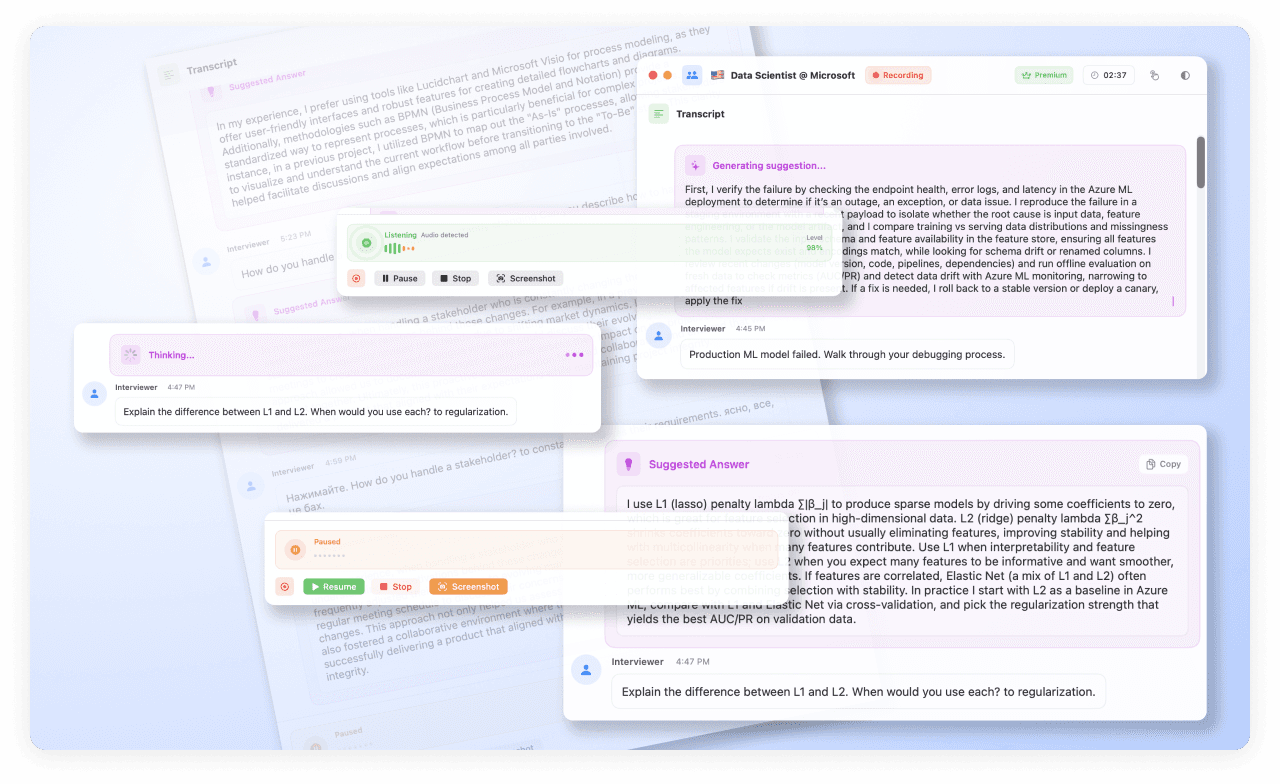 Live transcription with AI prompts